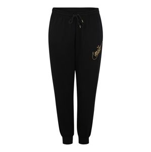 Nike Sportswear Kalhoty 'W NSW PANT FLC GLITTER PLUS'  zlatá / černá