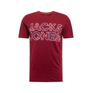 JACK & JONES Tričko 'COBO'  vínově červená / bílá