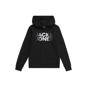 Jack & Jones Junior Mikina 'JCOTHUNDER SWEAT HOOD JR'  černá / bílá