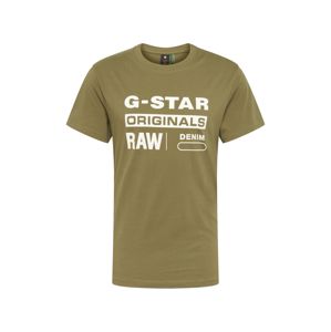 G-Star RAW Tričko 'Graphic 8'  khaki / bílá