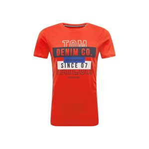TOM TAILOR DENIM Tričko 'NOS T-shirt with print T-Shirt 1/2'  červená