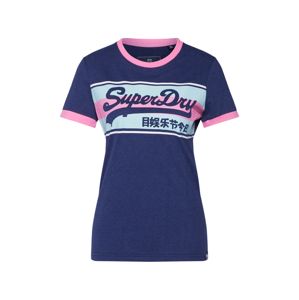 Superdry Tričko  námořnická modř / světle růžová