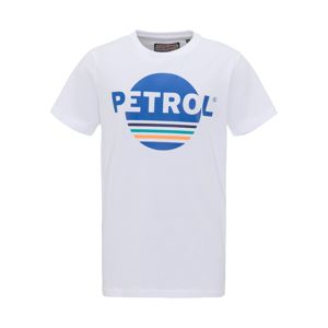 Petrol Industries Tričko  bílá / modrá / oranžová / tyrkysová