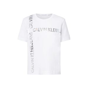 Calvin Klein Jeans Tričko  bílá / stříbrná