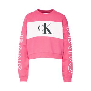 Calvin Klein Jeans Mikina 'BLOCKING SATEMENT LOGO CREW NECK'  černá / pink / bílá