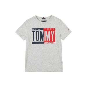 TOMMY HILFIGER Tričko  šedý melír / červená / černá
