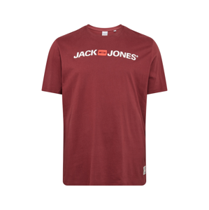 Jack & Jones Plus Tričko 'HISTORY'  vínově červená / bílá / oranžově červená