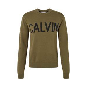 Calvin Klein Jeans Mikina 'CALVIN'  khaki / černá
