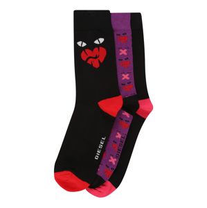DIESEL Ponožky 'SKM-HERMINE-THREEPACK Socks 3pack'  fialová / červená / černá