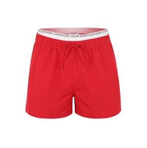 Calvin Klein Swimwear Plavecké šortky 'DOUBLE WAISTBAND'  červená / bílá