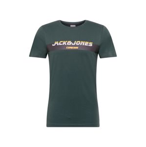 JACK & JONES Tričko  tmavě zelená / černá / bílá / žlutá