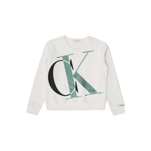 Calvin Klein Jeans Mikina 'EXPLODED MONOGRAM BXY SWEATSHIRT'  bílá / černá / zelená