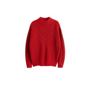 MANGO Maxi svetr 'Coeur'  červená