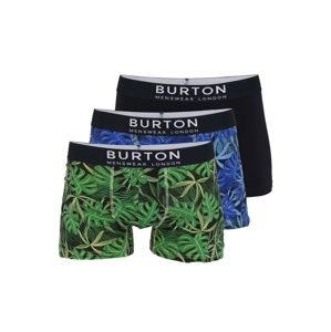 BURTON MENSWEAR LONDON Boxerky '3 Pack Leaf Design Trunks'  černá / zelená / modrá