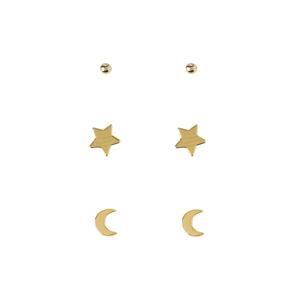 Orelia Náušnice 'Star & Moon Earring 3er Pack '  zlatá
