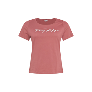 Tommy Hilfiger Curve Tričko 'CARMEN'  pastelově červená / bílá