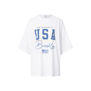 Missguided Oversized tričko 'Brooklyn'  bílá / modrá